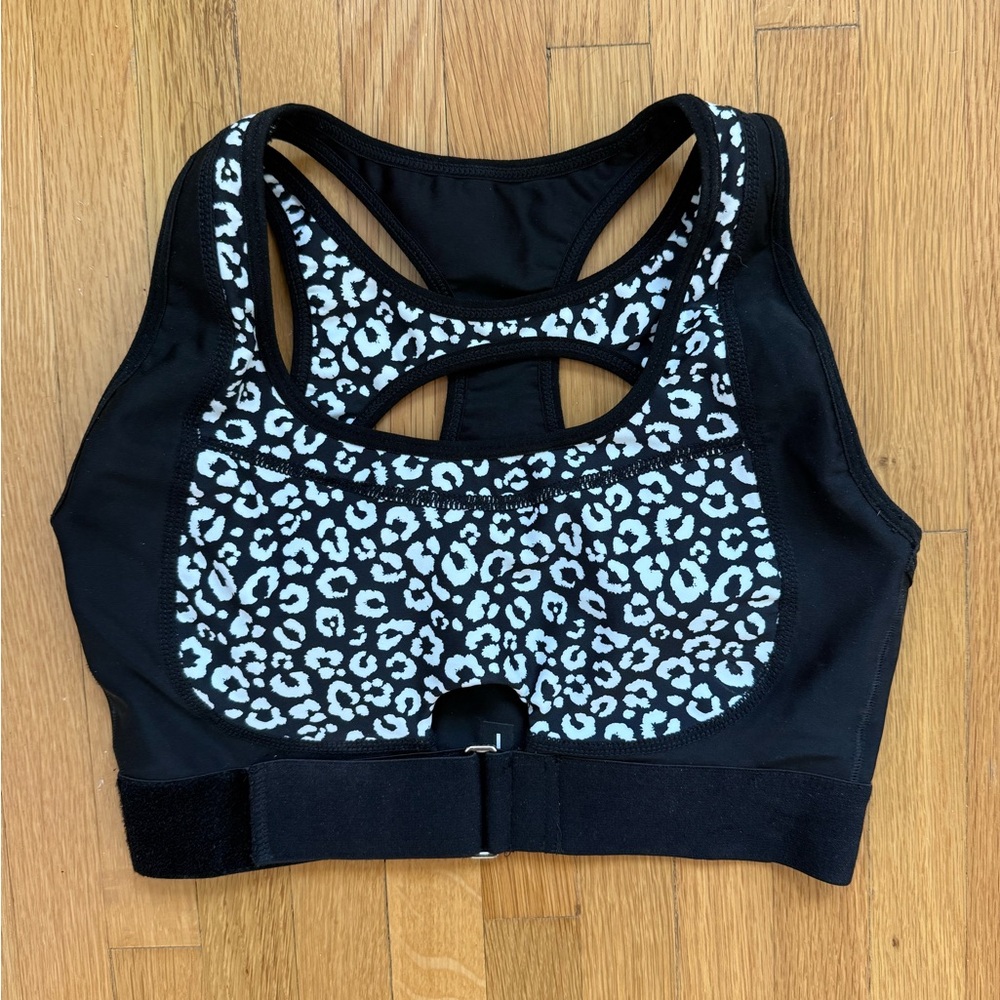 Adam Selman Sport Black and White Leopard Print Sports Bra small